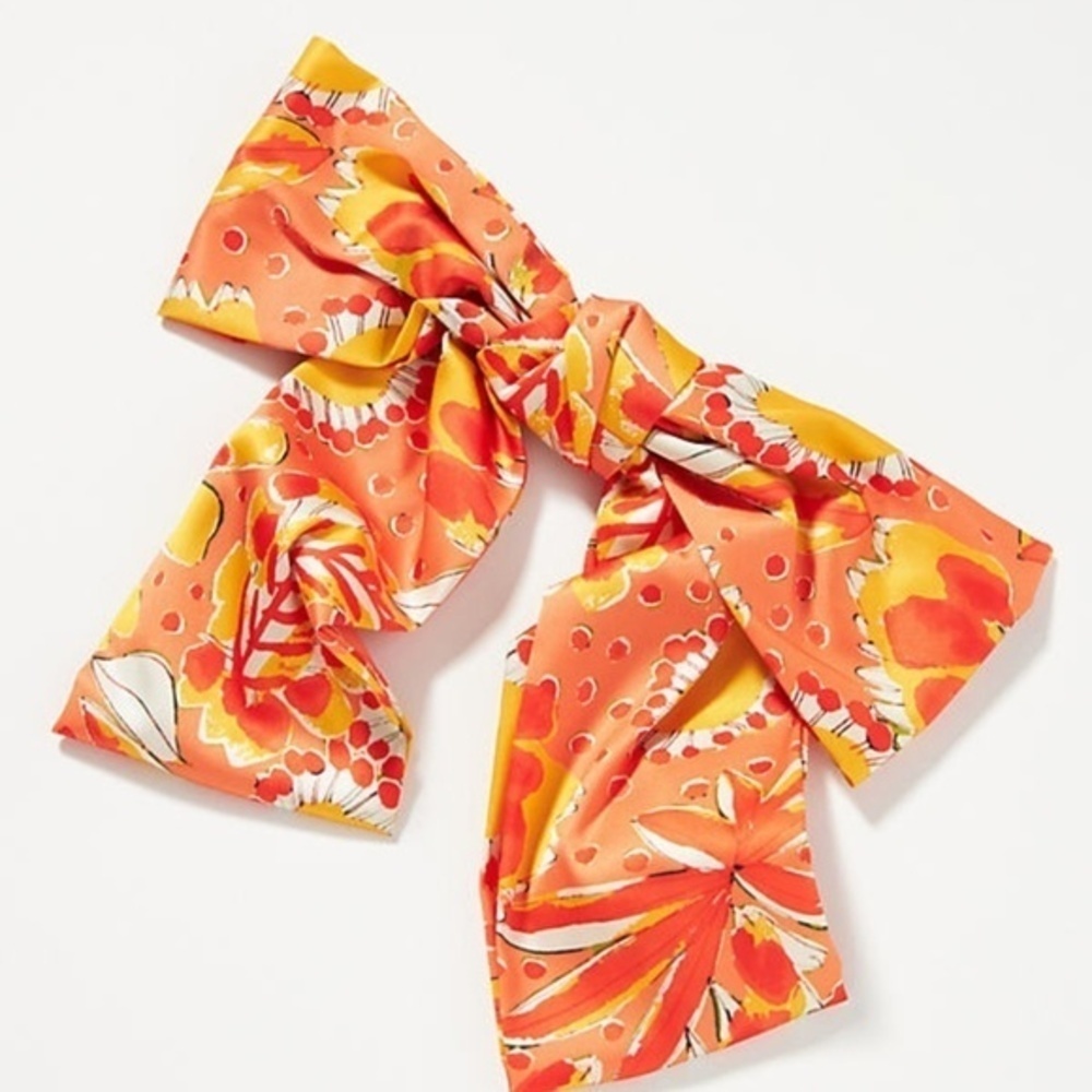 NWT Vera For Anthropologie Satin Bow Barrette Orange
